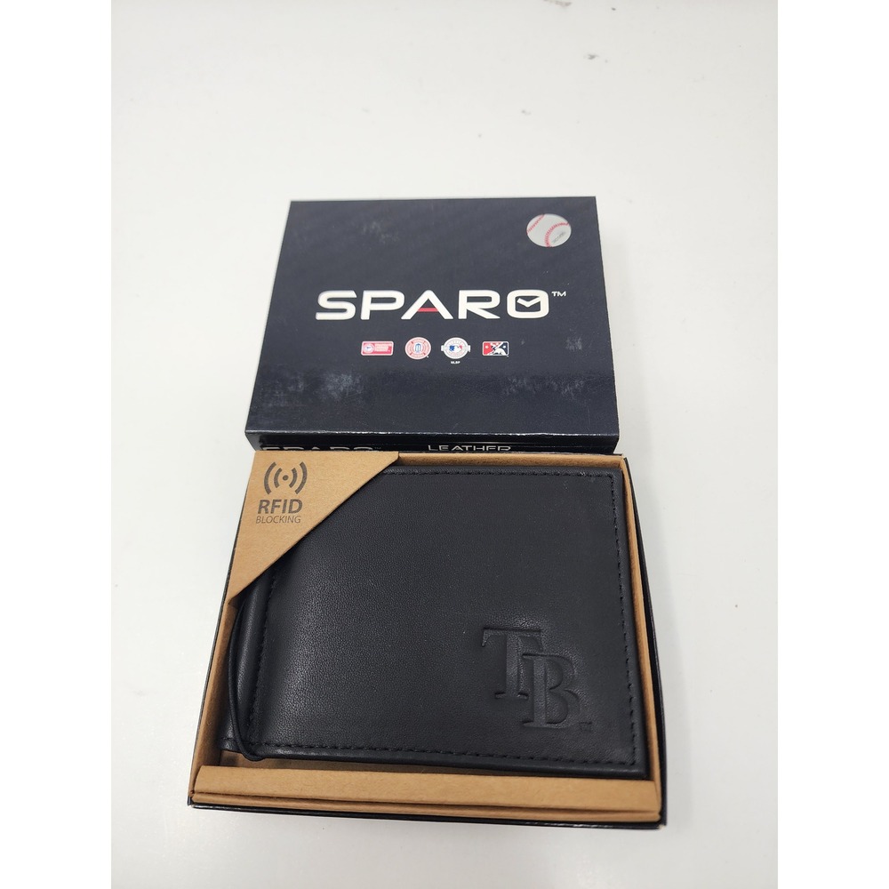 Sparo Mens Tampa Bay Rays Money Clip Wallet Black Leather MLB Casual Size OS